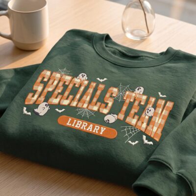 Librarian Spooky Halloween Bookish Team Embroidered Sweatshirt
