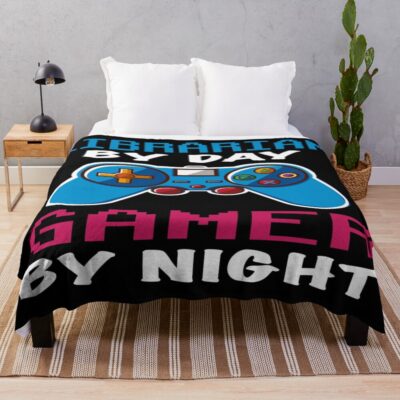 Librarian By Day Gamer By Night Throw Blanket