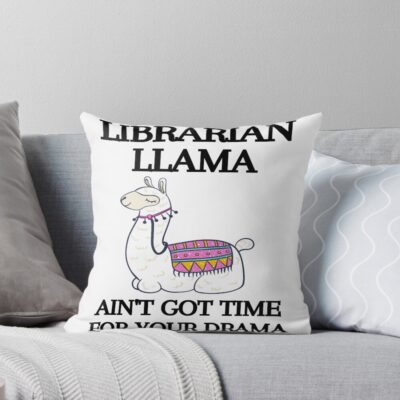 Librarian And Llama Lover Throw Pillow